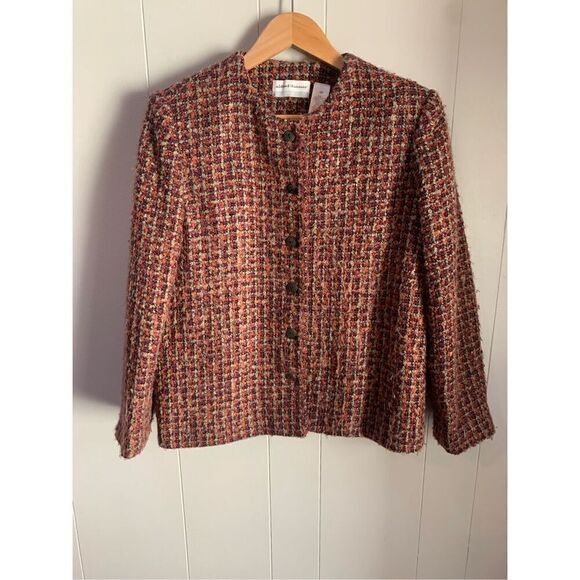 Vintage Alfred Dunner Jacket Blazer Coat Womens 12P Petite Tweed Lined Multicolo - Picture 1 of 7
